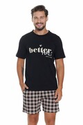 Piżama męska Best czarna z nadrukiem XXL DN Nightwear