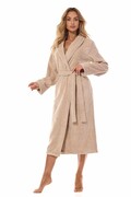 Damski szlafrok frotte Gabina beżowy z kołnierzem XXL L&L