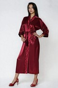 Damski satynowy szlafrok 130 bordowy XXL DKaren