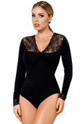 Luksusowe body z koronką Melania czarne L Hamana