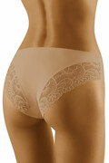 Bezszwowe majtki biodrowe z koronką Fara beżowe XL Wolbar