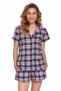 Damska piżama Nona w niebiesko-czerwoną kratkę S DN Nightwear
