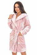 Damski szlafrok z kapturem Pamela różowy w kwiaty XL/XXL Donna