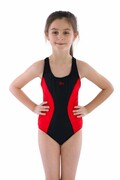 Dziewczęcy jednoczęściowy strój kąpielowy Bibione II czarno-czerwony 146 Spin