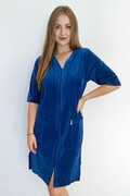 Damski welurowy szlafrok Hortensia niebieski XXL De Lafense