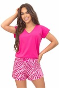 Bawełniana piżama Zebra short fuksja S Donna