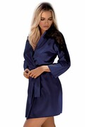 Damski satynowy szlafrok Marion ciemnoniebieski XXL DKaren