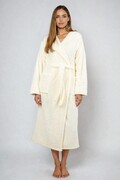 Długi puszysty szlafrok z kapturem Diana ecru XXL DKaren