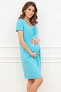 Koszula nocna ciążowa i do karmienia Alena niebieska XXL Italian Fashion