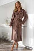 Lekki szlafrok damski Aura brązowy długi XXL L&L