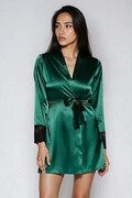 Satynowy szlafrok Hailey zielony XXL DKaren