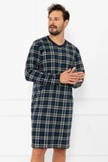 Męska koszula nocna Andreas ciemnoniebieska kratka XXL Italian Fashion