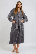Długi puszysty szlafrok Eliza szary XXL DKaren