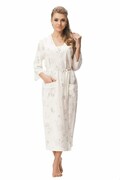 Długi cienki damski szlafrok Lea ecru XXL Dorota
