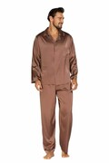 Piżama satynowa męska Lukas brązowa XXL DKaren