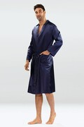 Męski satynowy szlafrok Christian ciemno niebieski XXL DKaren