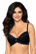Biustonosz push-up Lagerta czarny z koronką 70A Roza