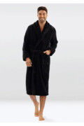 Męski puszysty szlafrok 130 czarny XXL DKaren