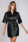 Damski satynowy szlafrok 90 czarny XXL DKaren