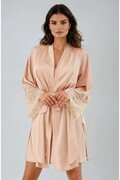 Satynowy szlafrok Marbella w kolorze nude XXL Kalimo