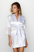 Satynowy szlafrok Clarisse biały XL DKaren