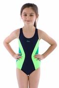 Dziewczęcy jednoczęściowy strój kąpielowy Bibione II niebiesko-zielony 140 Spin