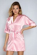 Satynowy szlafrok damski 90 jasnoróżowy XXL DKaren