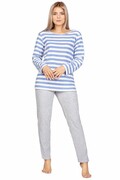 Damska piżama frotte Mia niebieskie paski S Regina