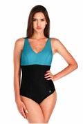 Jednoczęściowy kostium kąpielowy Lago czarno-turkusowy S Spin