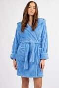 Krótki puszysty szlafrok Diana niebieski XXL DKaren
