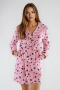 Damski szlafrok Astra różowy w gwiazdy S Dorota