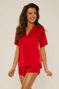 Krótka satynowa piżama Cordelia czerwona XXL De Lafense
