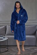 Męski szlafrok Carlos – niebieski z haftem 3XL L&L