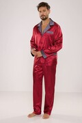 Satynowa piżama męska Adam bordowa XXL De Lafense