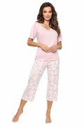 Bawełniana piżama damska Rosalia 3/4 różowa XXL Donna
