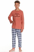 Piżama chłopięca Enzo ceglaste z nadrukiem 152 Taro