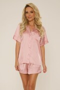 Piżama damska satynowa Cordelia jasnoróżowa XXL De Lafense