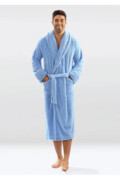 Męski puszysty szlafrok 130 niebieski XXL DKaren