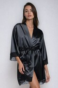 Satynowy szlafrok Sauda czarny XXL DKaren