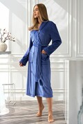 Długi szlafrok damski Aura niebieski bez kaptura XXL L&L