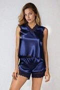 Satynowy komplet Skylor granatowy S DKaren
