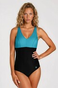 Jednoczęściowy kostium kąpielowy Lago czarno-turkusowy S Spin