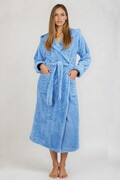 Długi puszysty szlafrok Diana niebieski S DKaren