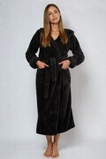Damski puszysty szlafrok Diana czarny długi XXL DKaren