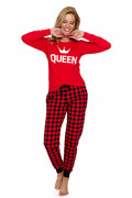 Piżama damska Queen czerwona dluga. S DN Nightwear