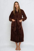 Długi puszysty szlafrok Eliza czekoladowy brąz XXL DKaren