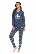 Piżama damska Best friends z zwierzętami niebieska XL DN Nightwear