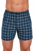 Bokserki bawełniane Comfort 2252 granatowe w kratkę M Cornette