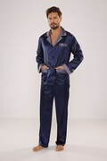 Satynowa piżama męska Adam granatowa XXL De Lafense