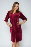Damski szlafrok welurowy na zamek winowy XXL Wanmar
